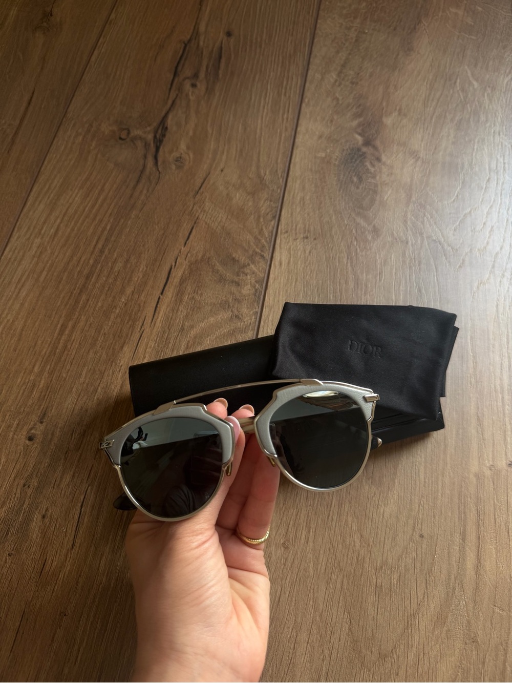 Dior Silver Sunglasses with Dark Lenses